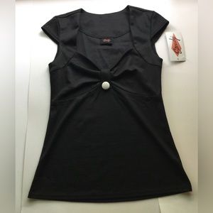 Rock steady Black cap sleeve top (1551)